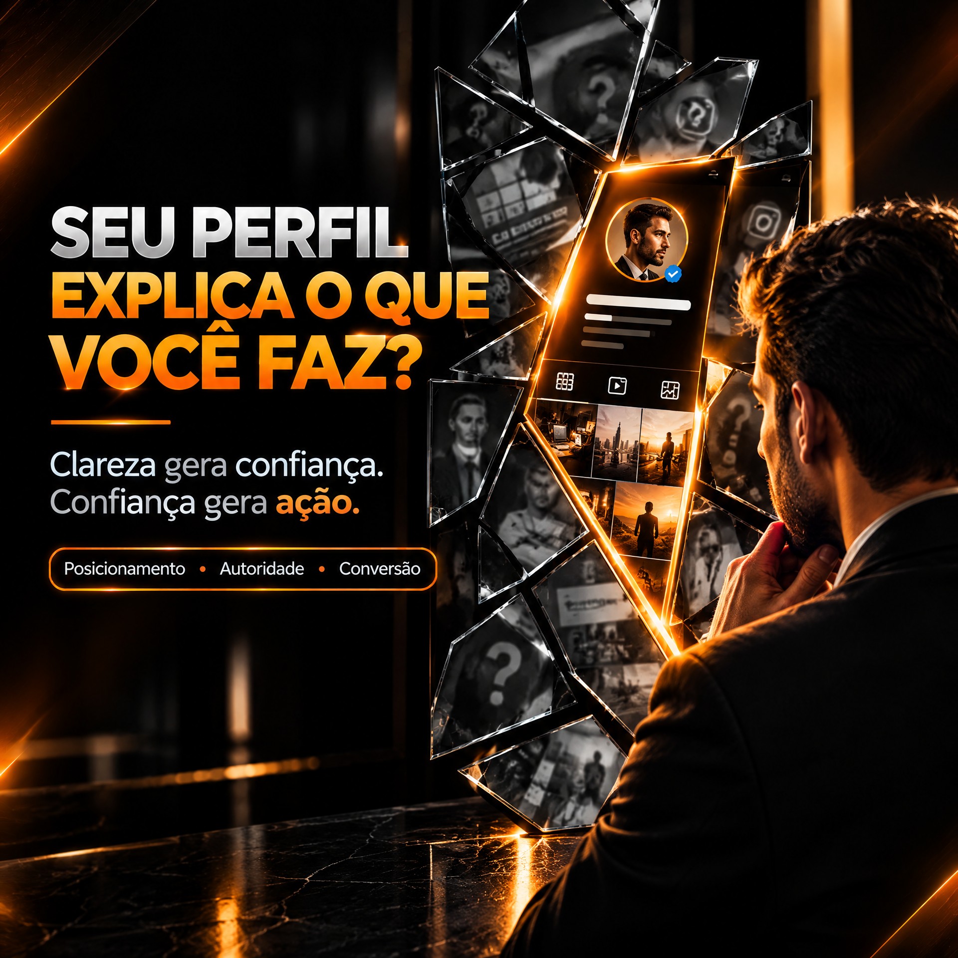 Seu perfil explica o que você faz? Clareza gera confiança. Confiança gera ação — posicionamento, autoridade e conversão